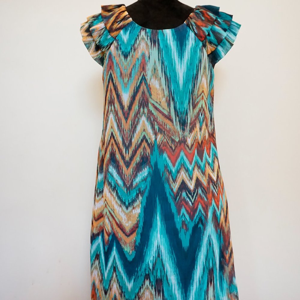 Zig Zag Patterned Multi-Color Midi Dress by Rabbit - Picture 7 of 7
